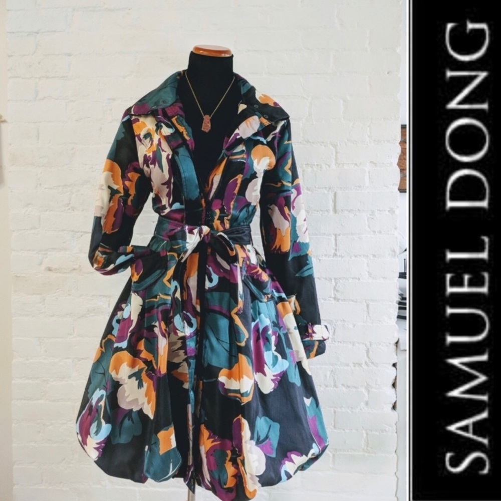 Samuel Dong Floral bubble dress & trench coat❣️